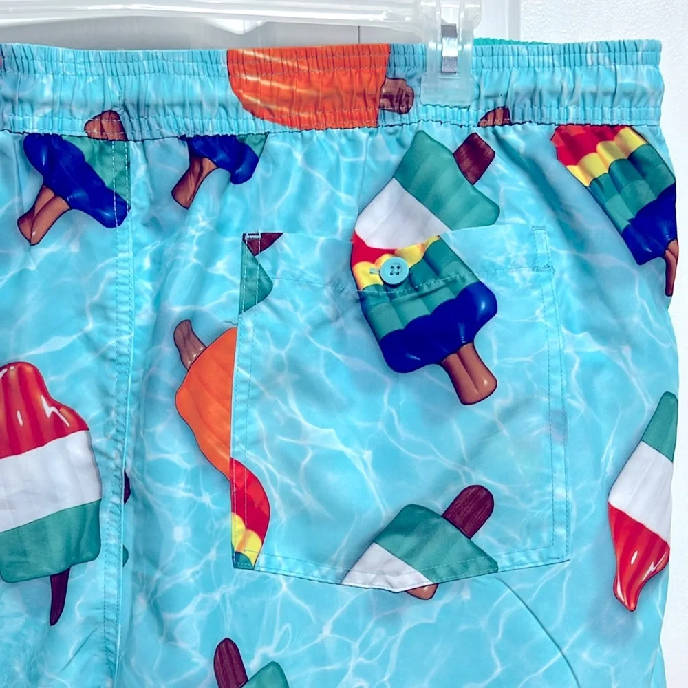 No Boundaries Multi Color Pop Sickle Print Swim Trunks Size 2XL NWT